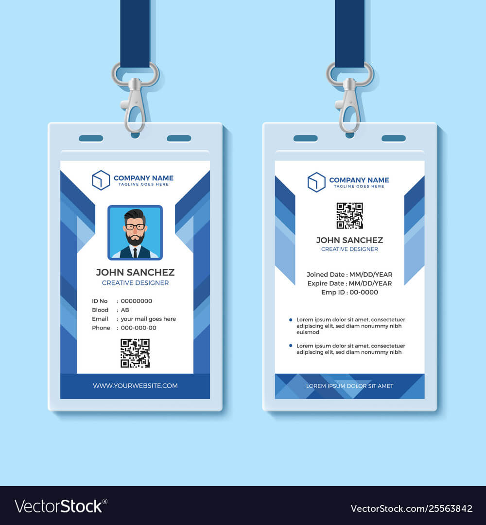 Blue Employee Id Card Design Template For Work Id Card Template