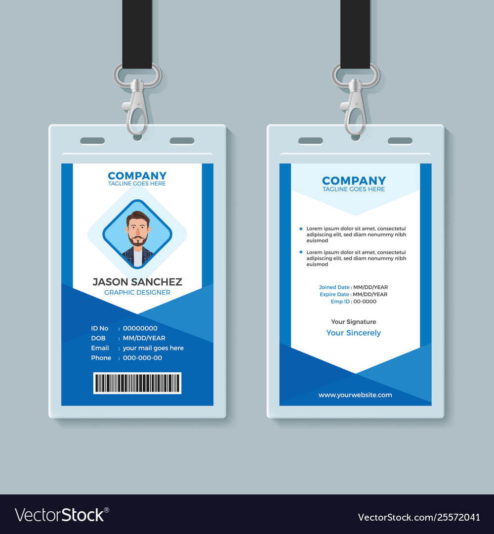 Blue Employee Identity Card Template Intended For Work Id Card Template