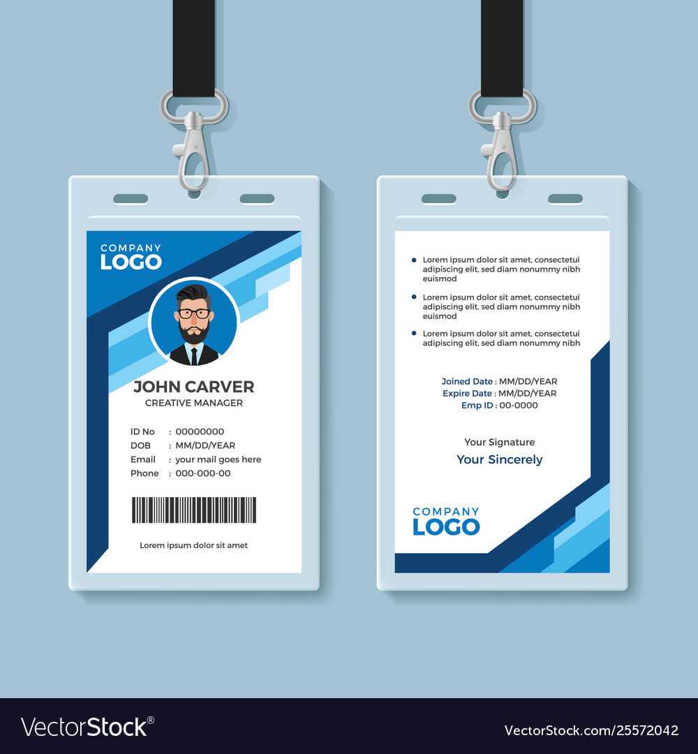 Blue Graphic Employee Id Card Template For Work Id Card Template