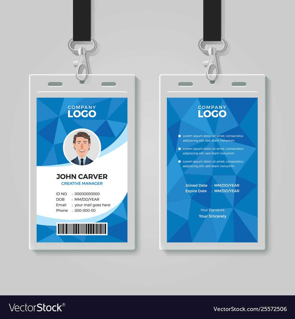 Blue Polygon Office Id Card Template In Template For Id Card Free Download