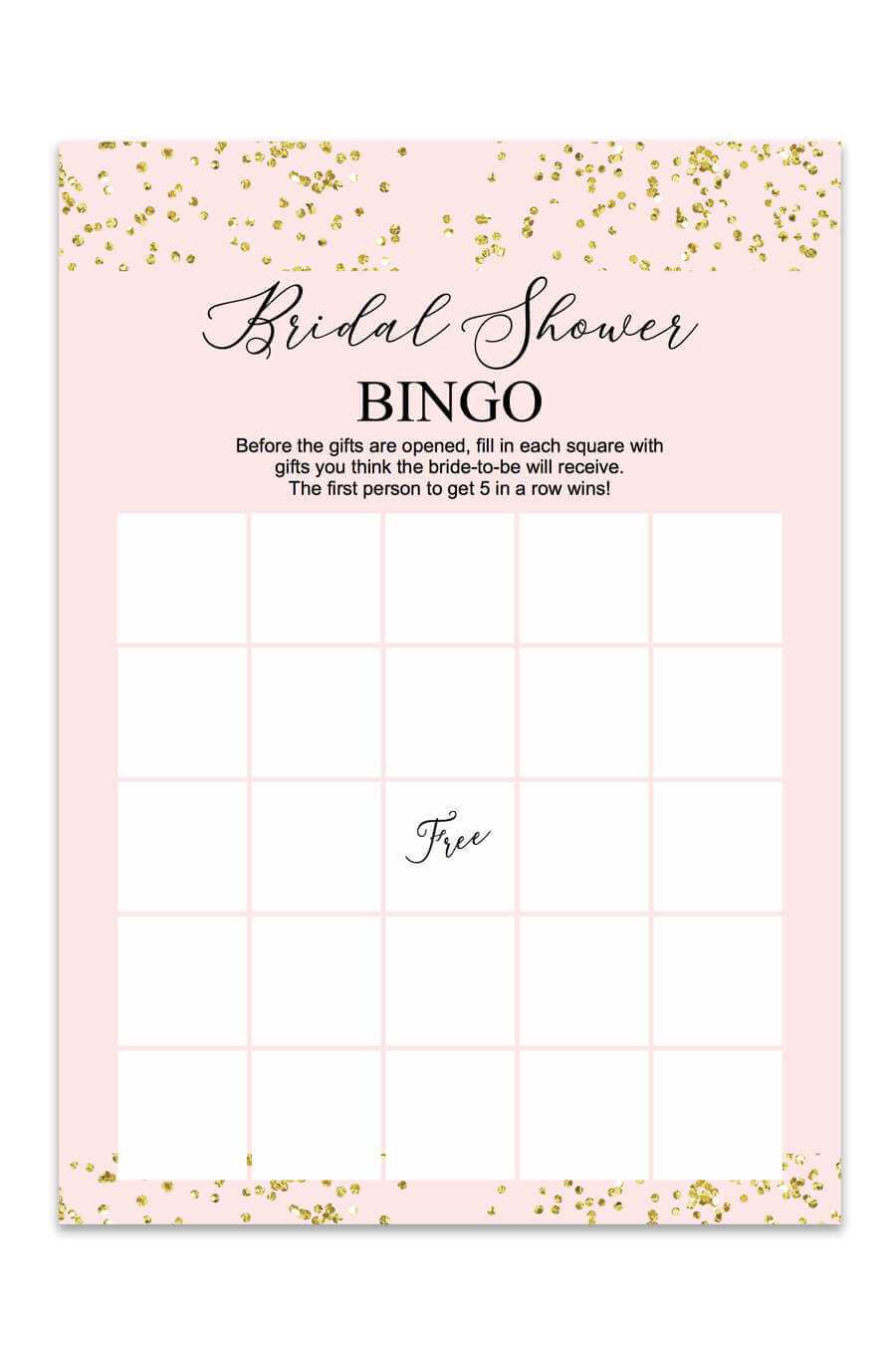 Blank Bridal Shower Bingo Template