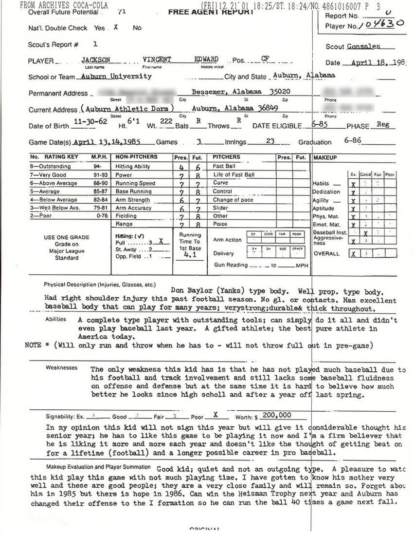Bo Knows | Report Template, Bo Jackson, College Soccer Throughout Football Scouting Report Template