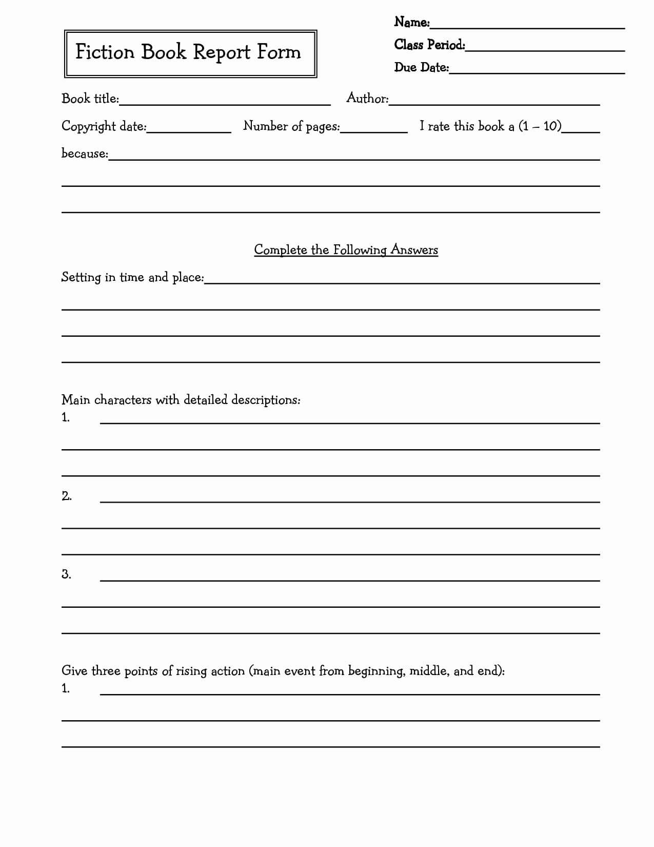 Book Report Templates For 4Th Grade  | Middle School For Middle School Book Report Template