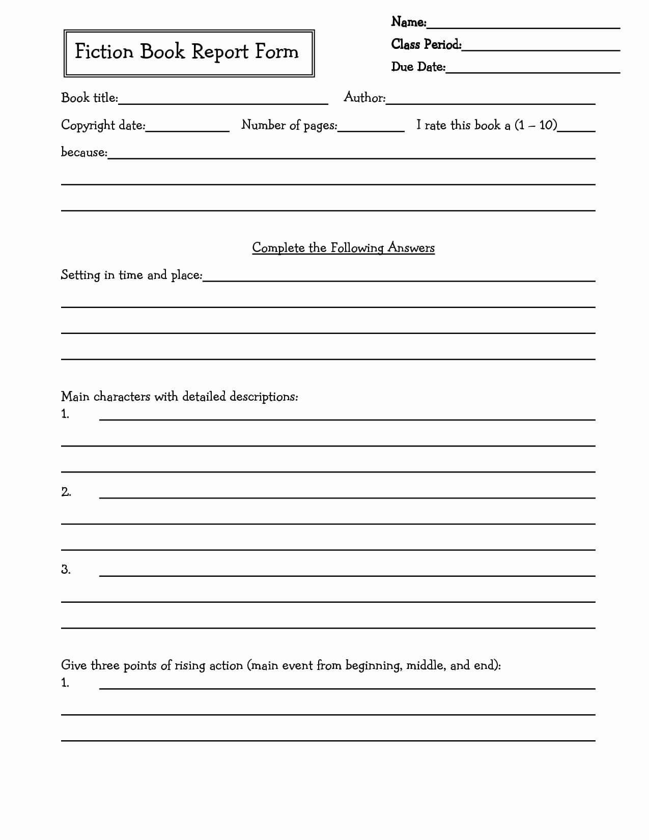 Book Report Templates For 4Th Grade  | Middle School In Book Report Template 6Th Grade