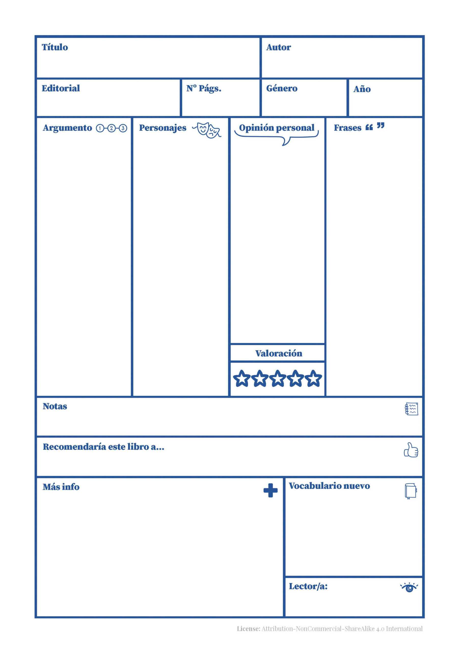 Book Review – Printable (Spanish) Intended For Book Report Template In Spanish