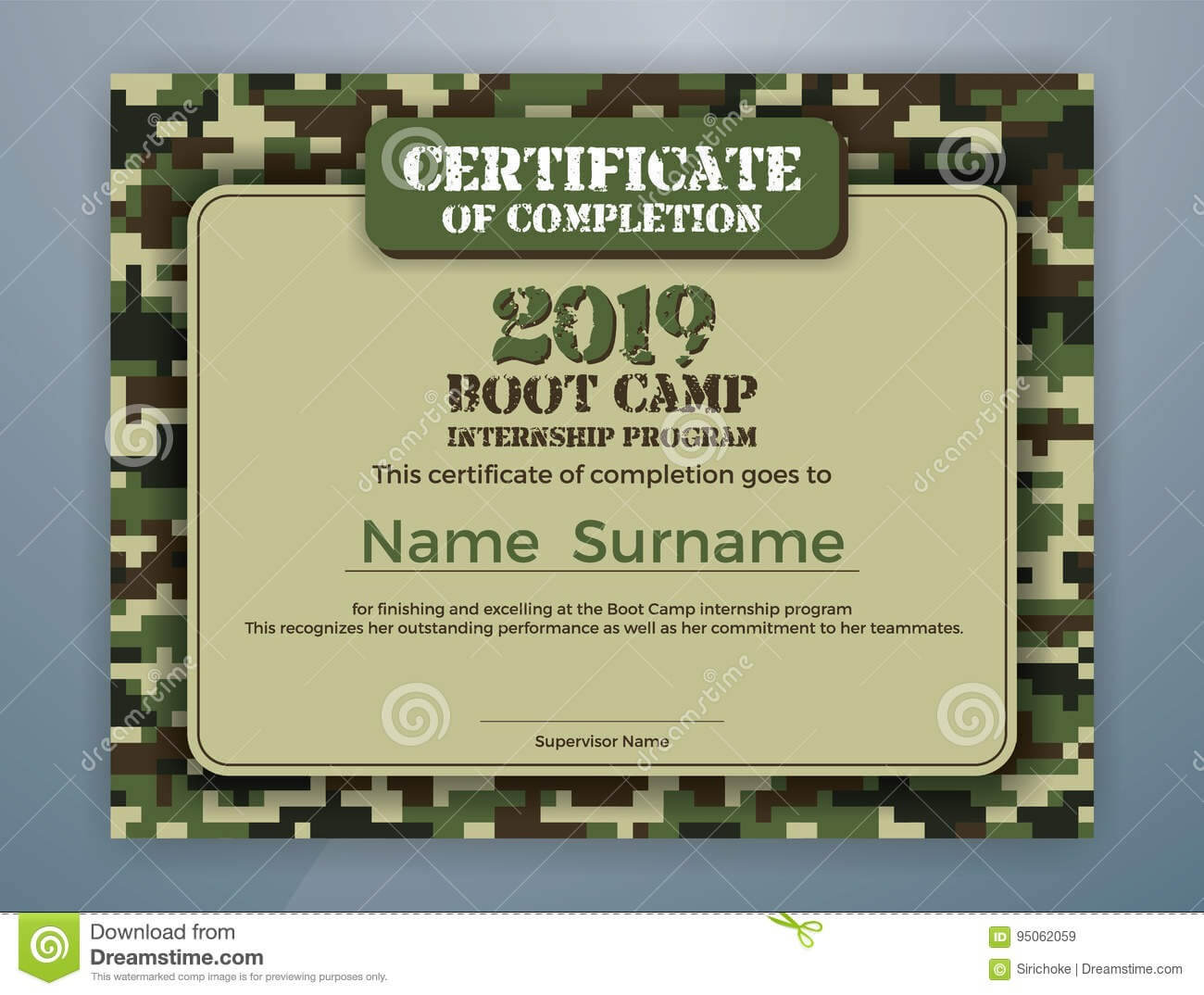 Boot Camp Internship Program Certificate Template Stock Intended For Boot Camp Certificate Template