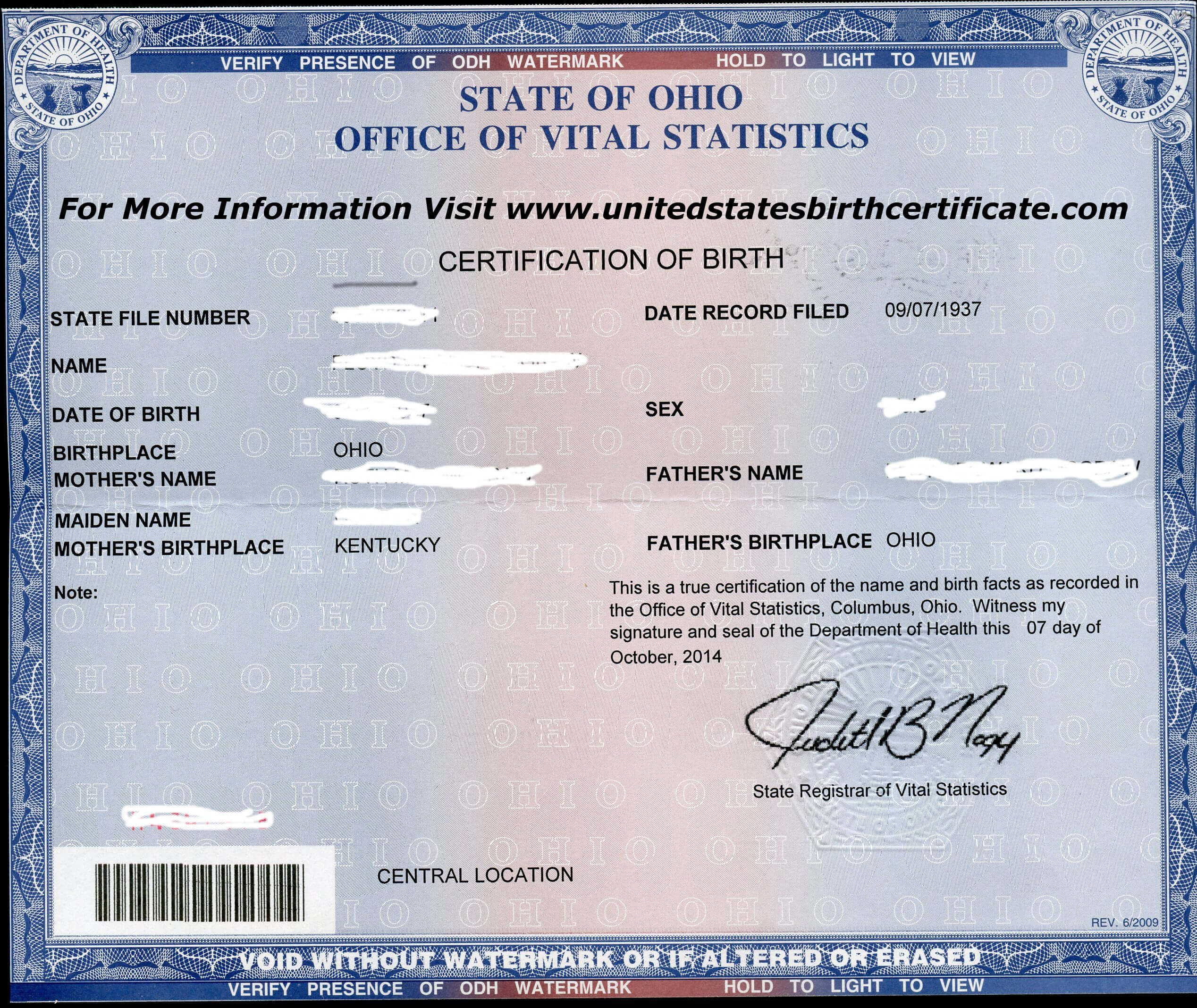 Born In Ohio And Need A Copy Of Your Birth Certificate Fast With Novelty Birth Certificate Template