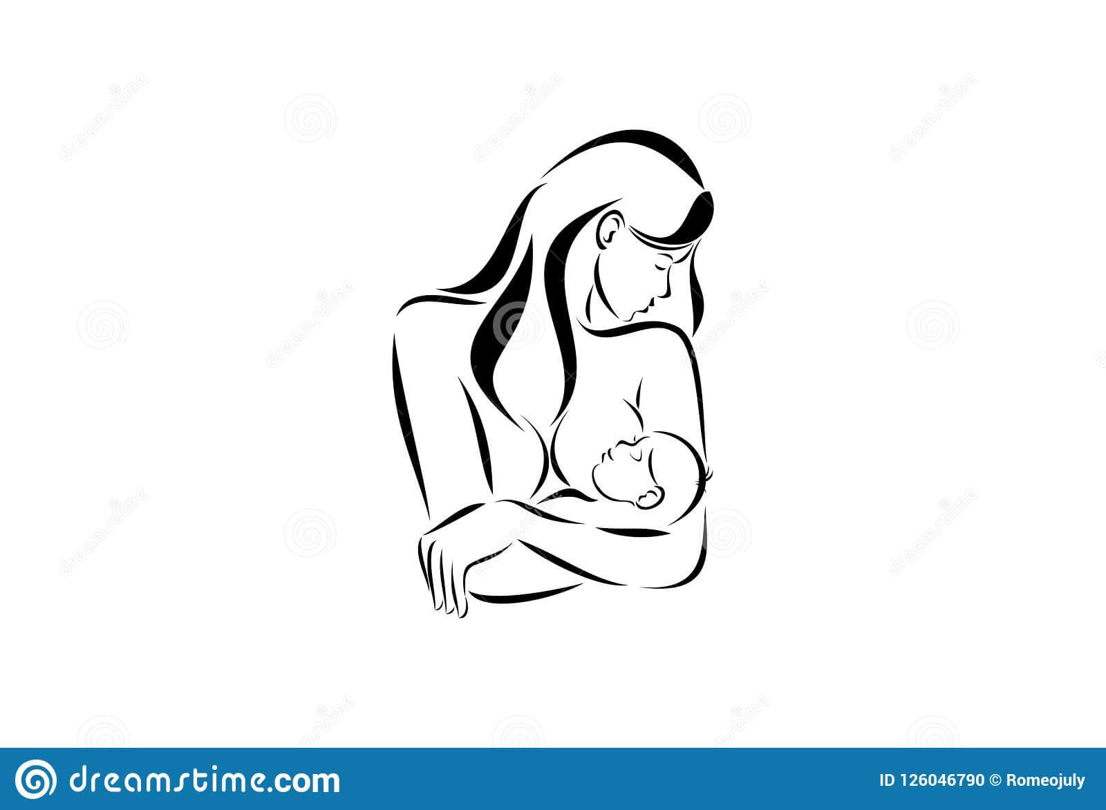 Breastfeeding Blank Sketch Template Stock Illustration Inside Blank Model Sketch Template