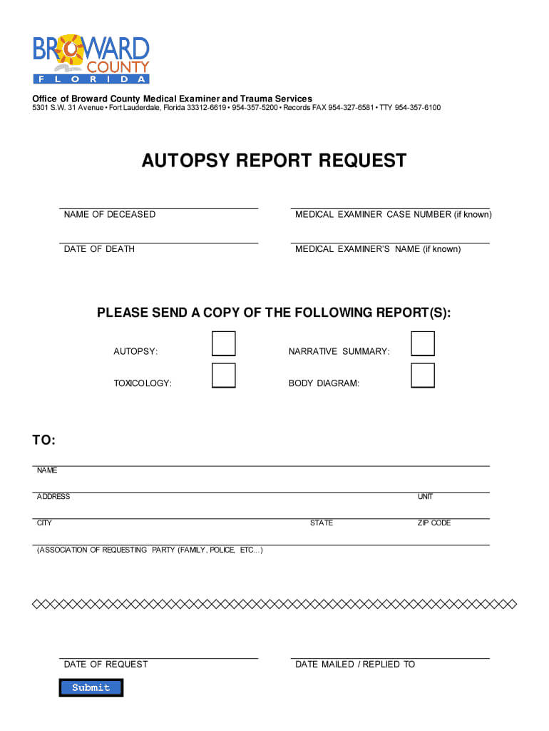 Broward County Autopsy Report – Fill Online, Printable With Blank Autopsy Report Template