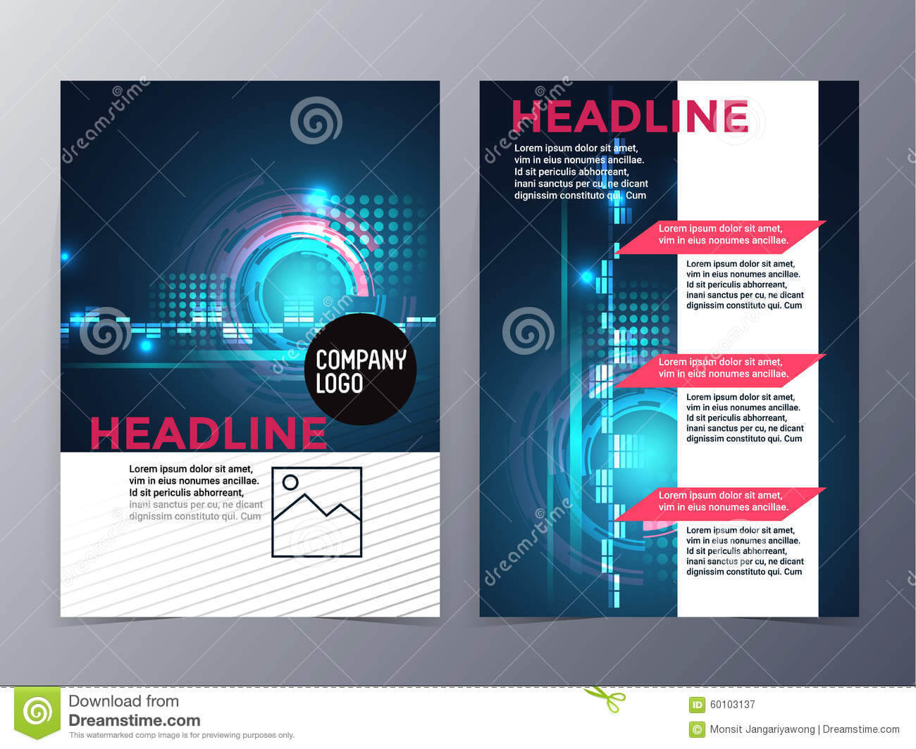 Business And Technology Brochure Design Template Vector Tri For Technical Brochure Template