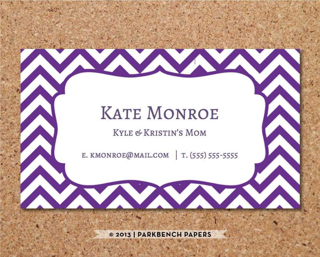 Business Card Template - Purple Chevron - Diy Editable Word With Regard To Business Card Template Word 2010