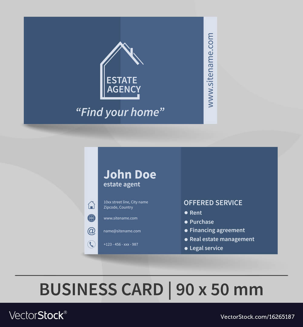Business Card Template Real Estate Agency Design In Real Estate Agent Business Card Template