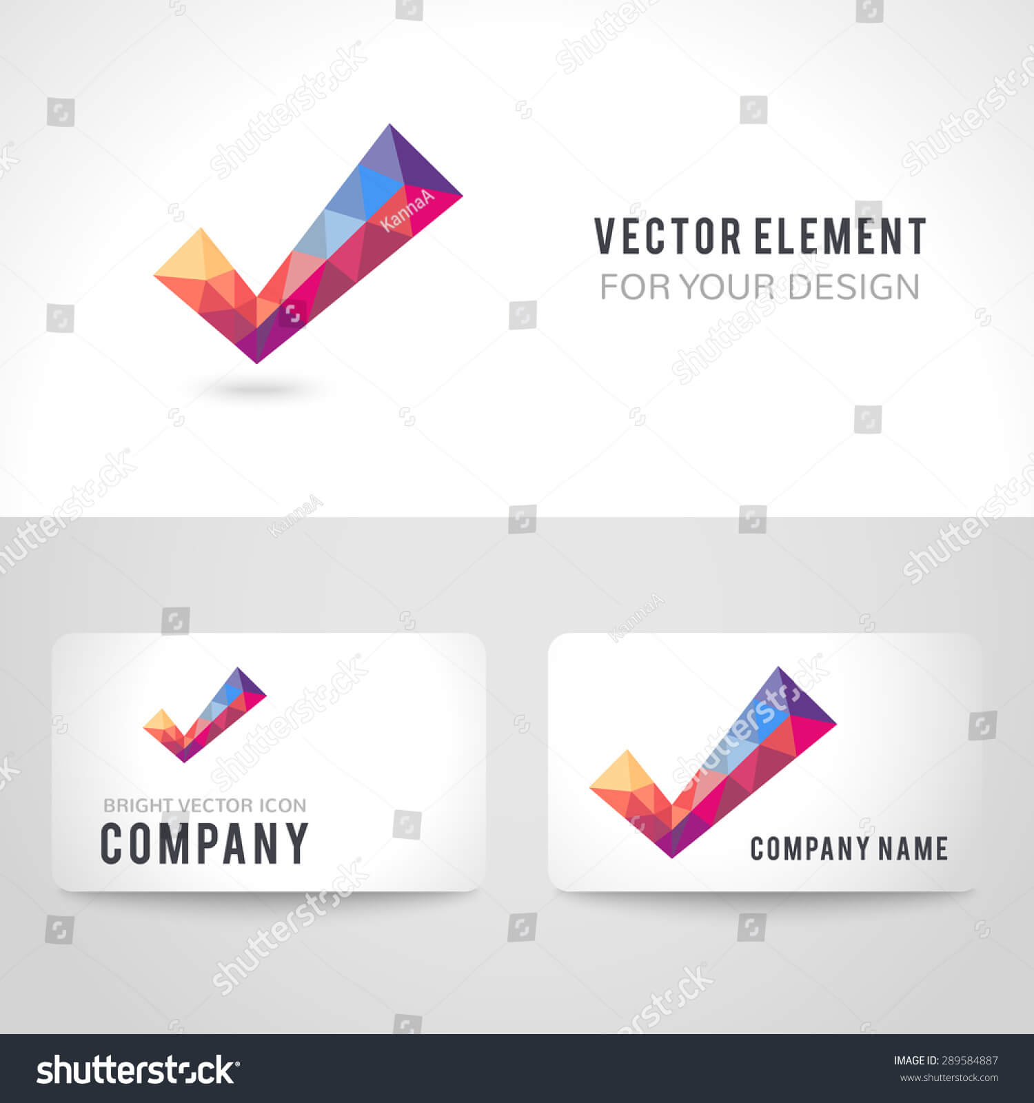 Business Card Template Set Vector Polygonal Stock Vector In Acceptance Card Template