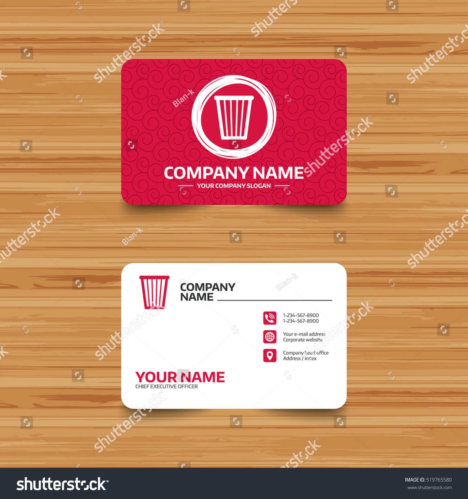 Business Card Template Texture Recycle Bin Stock Vector With Regard To Bin Card Template