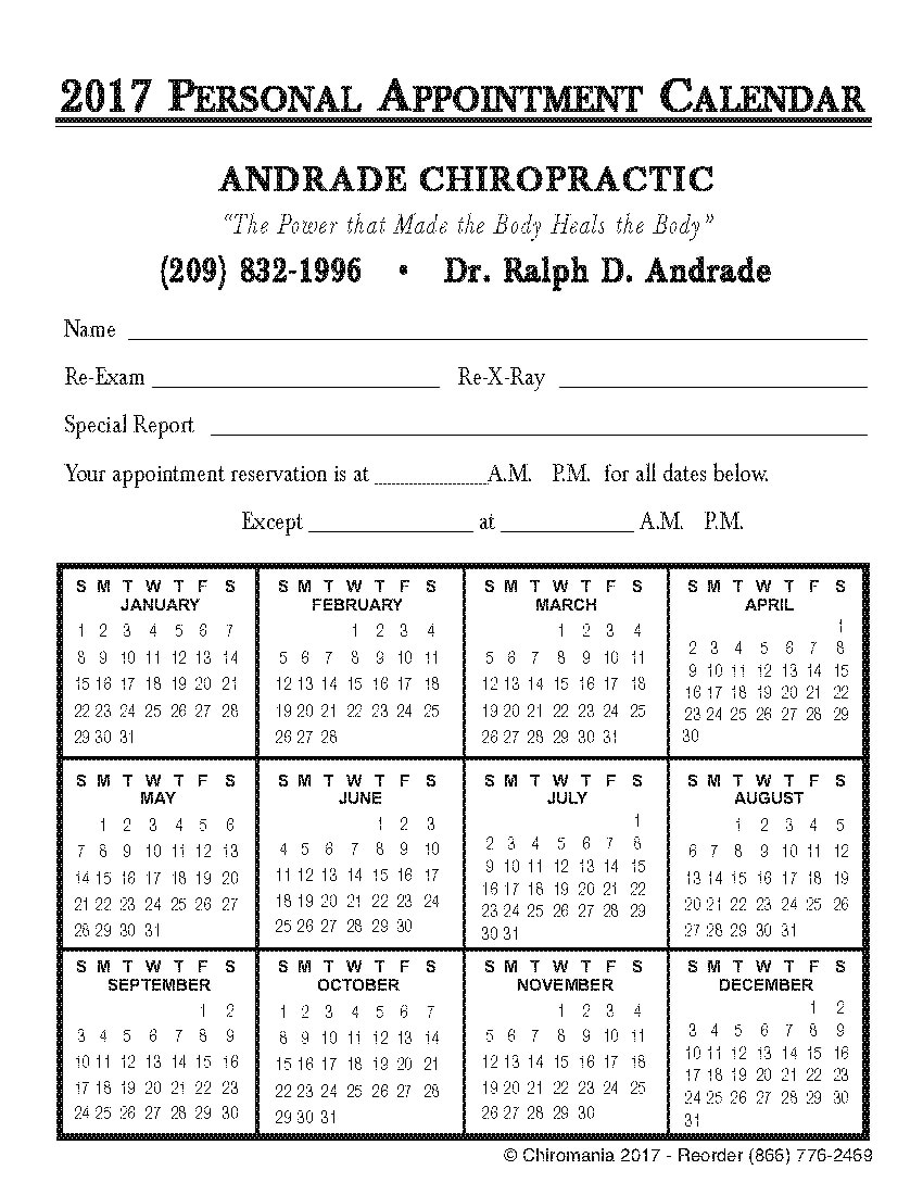 Calendar Appointment Cards Intended For Chiropractic Travel Card Template