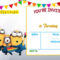 Cartoon Invitation Ppt Template | Minion Birthday Inside Superhero Birthday Card Template