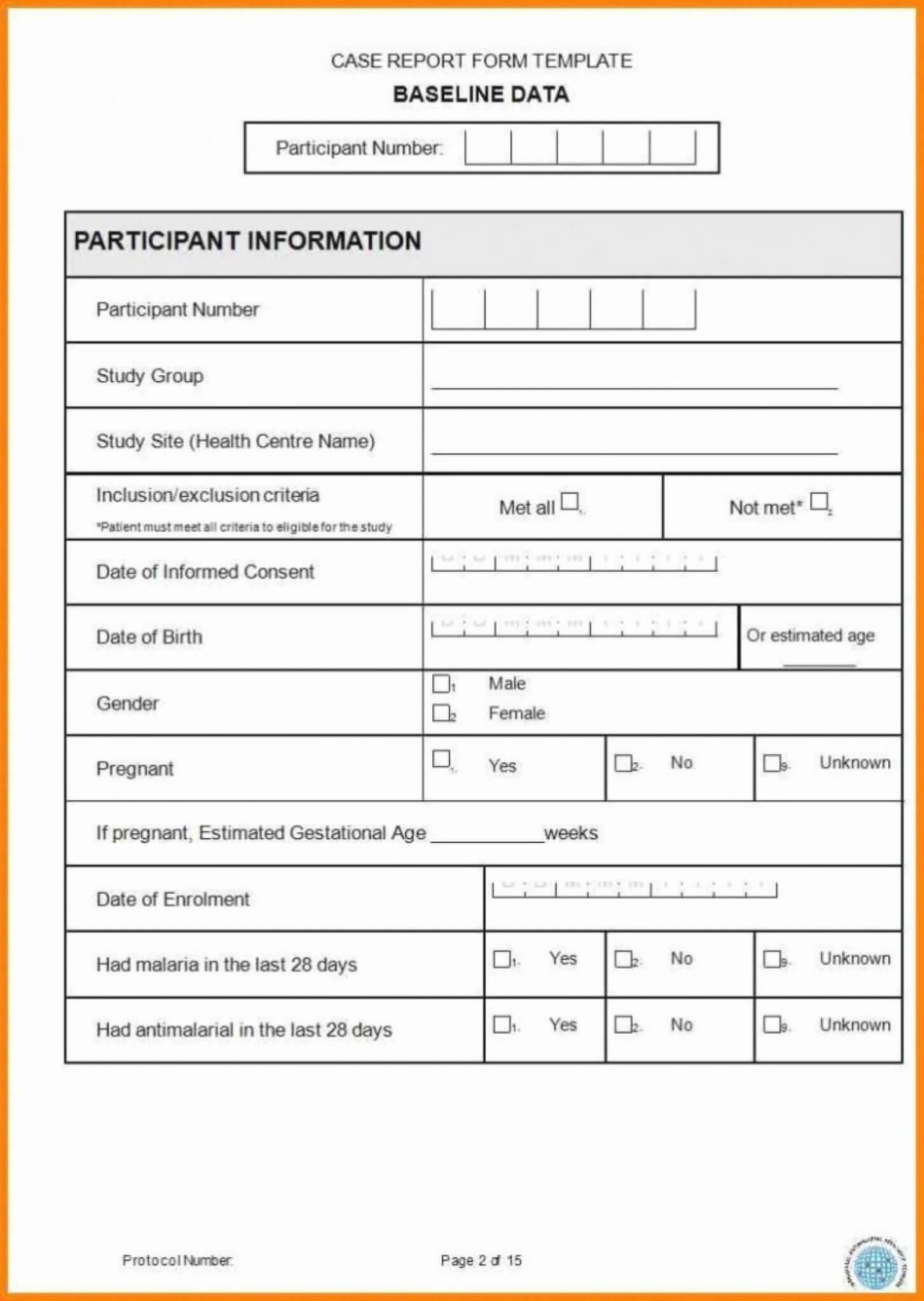 Case Report Form Template Unique Catering Resume Clinical Pertaining To Baseline Report Template