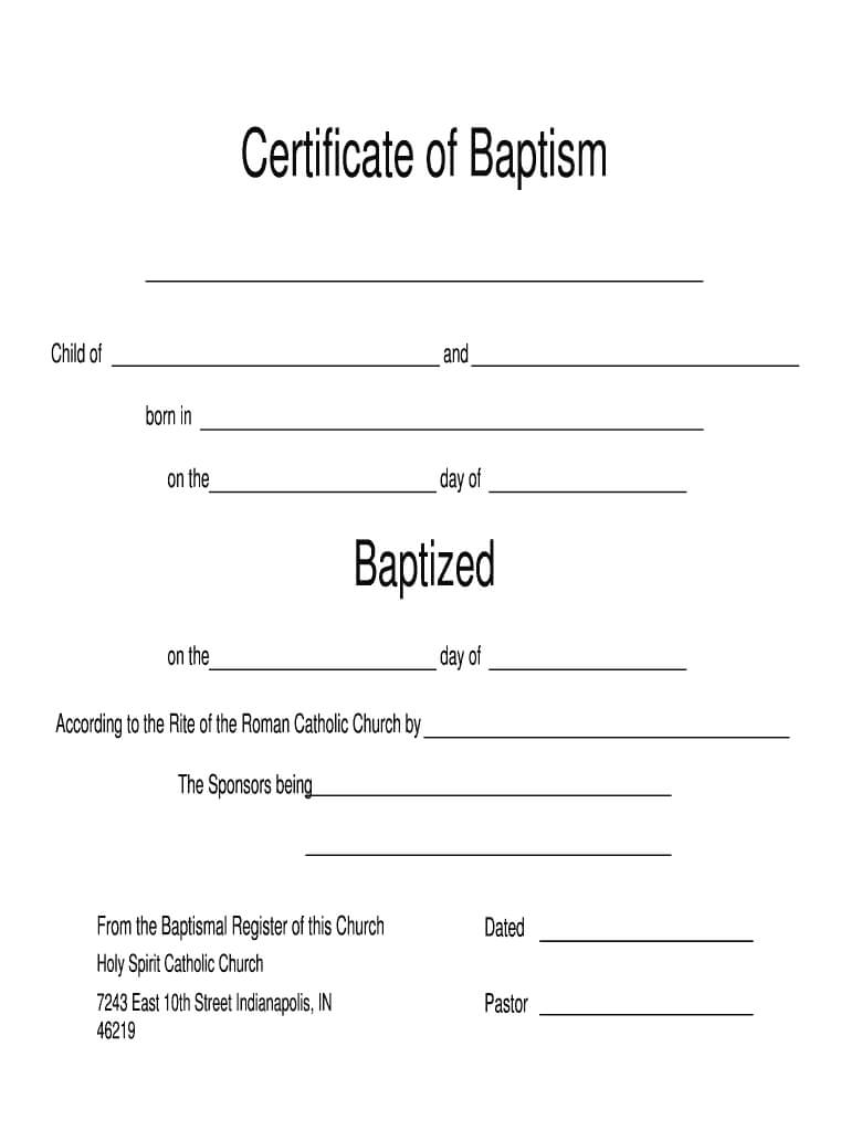 Catholic Baptism Certificate Online – Fill Online, Printable Regarding Roman Catholic Baptism Certificate Template
