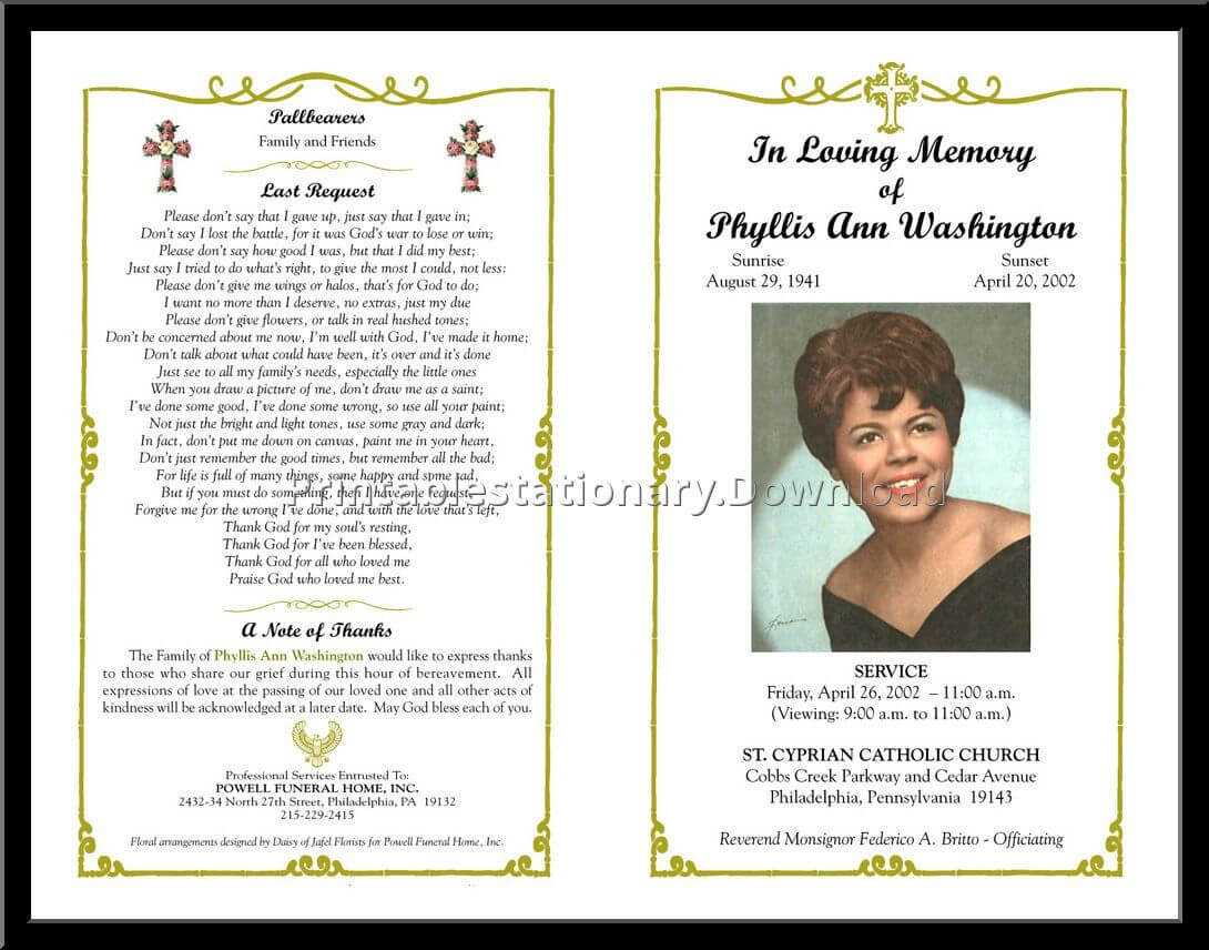 Celebration Of Life Templates For Word Free – Aol Image Within Memorial Card Template Word