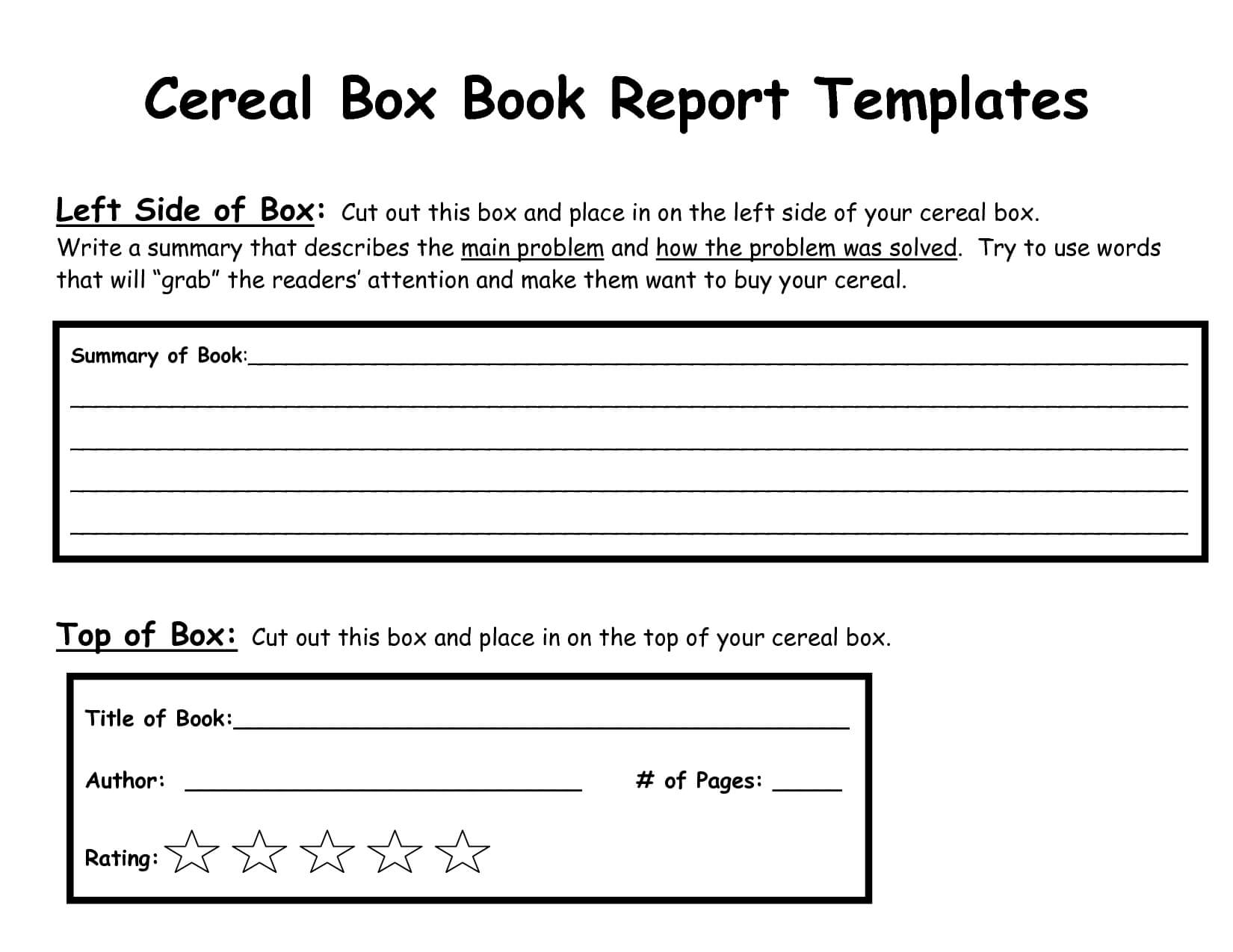 Cereal+Box+Book+Report+Template | Book Report Templates For Cereal Box Book Report Template