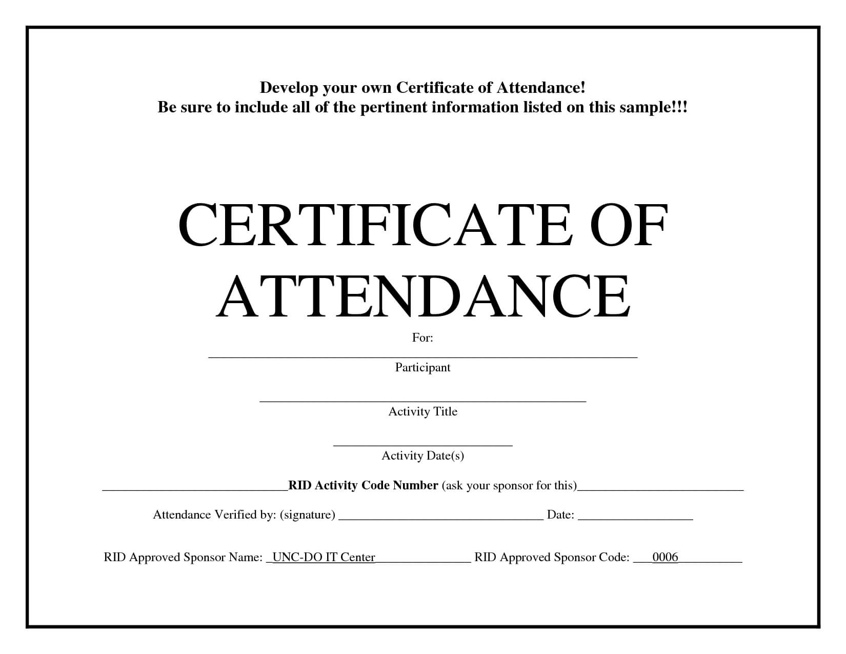 Certificate Attendance Template – Zimer.bwong.co Pertaining To Certificate Of Attendance Conference Template