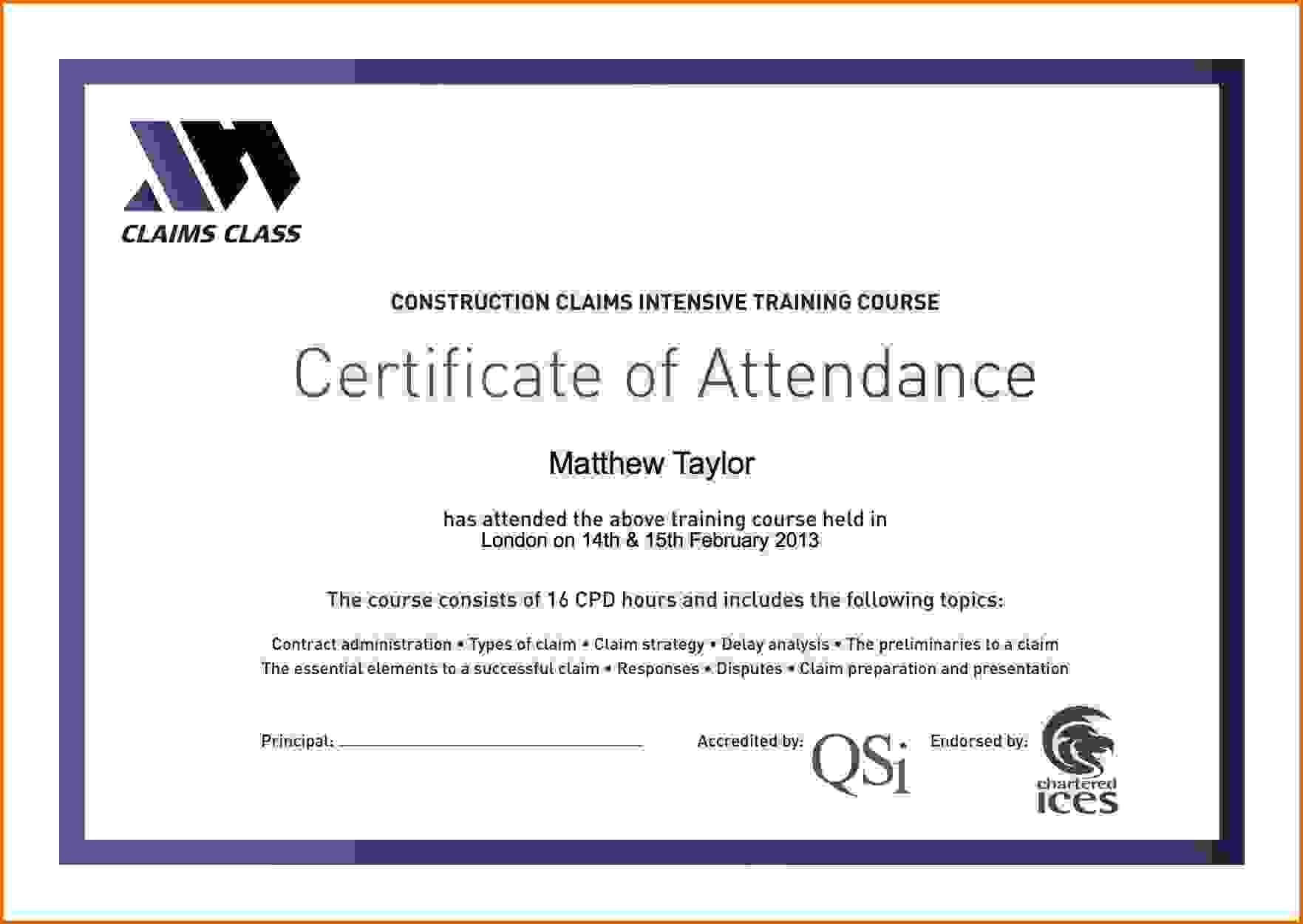 Certificate Attendance Templatec Certification Letter Inside Attendance Certificate Template Word