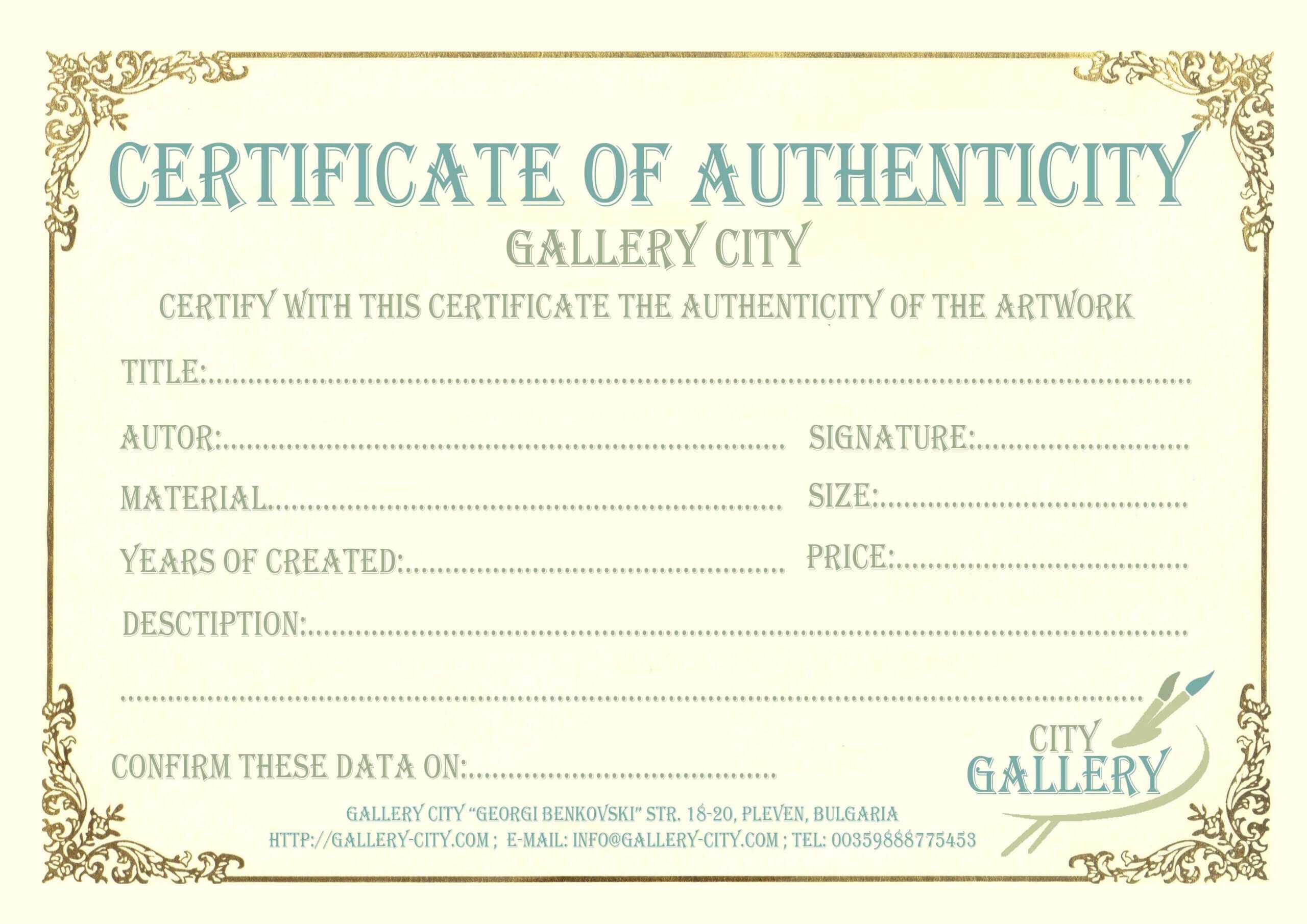 Certificate Authenticity Template Art Authenticity Inside Certificate Of Authenticity Template