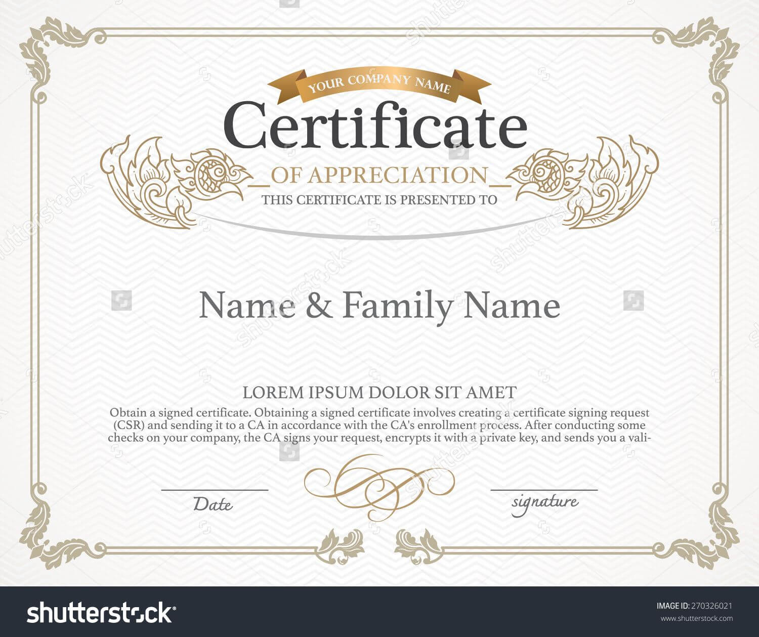 Certificate Design Template. Thai Art Design. Stock Vector Inside Free Art Certificate Templates