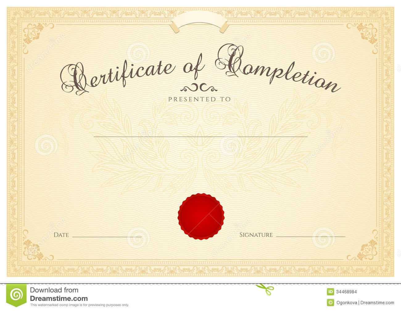 Certificate / Diploma Background Template. Floral Stock Within Scroll Certificate Templates