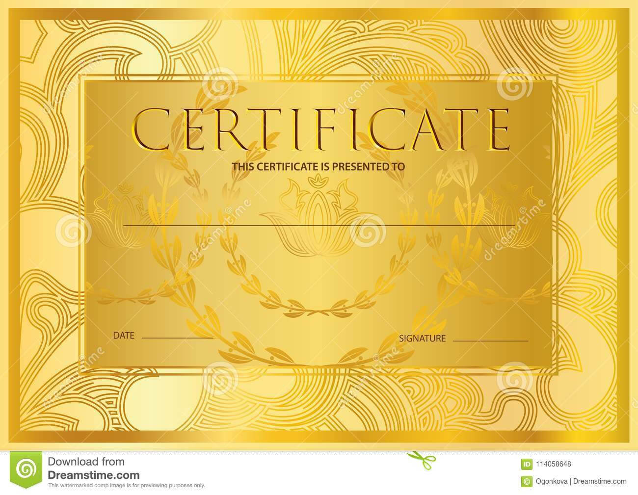 Certificate, Diploma Golden Design Template, Colorful Throughout Scroll Certificate Templates