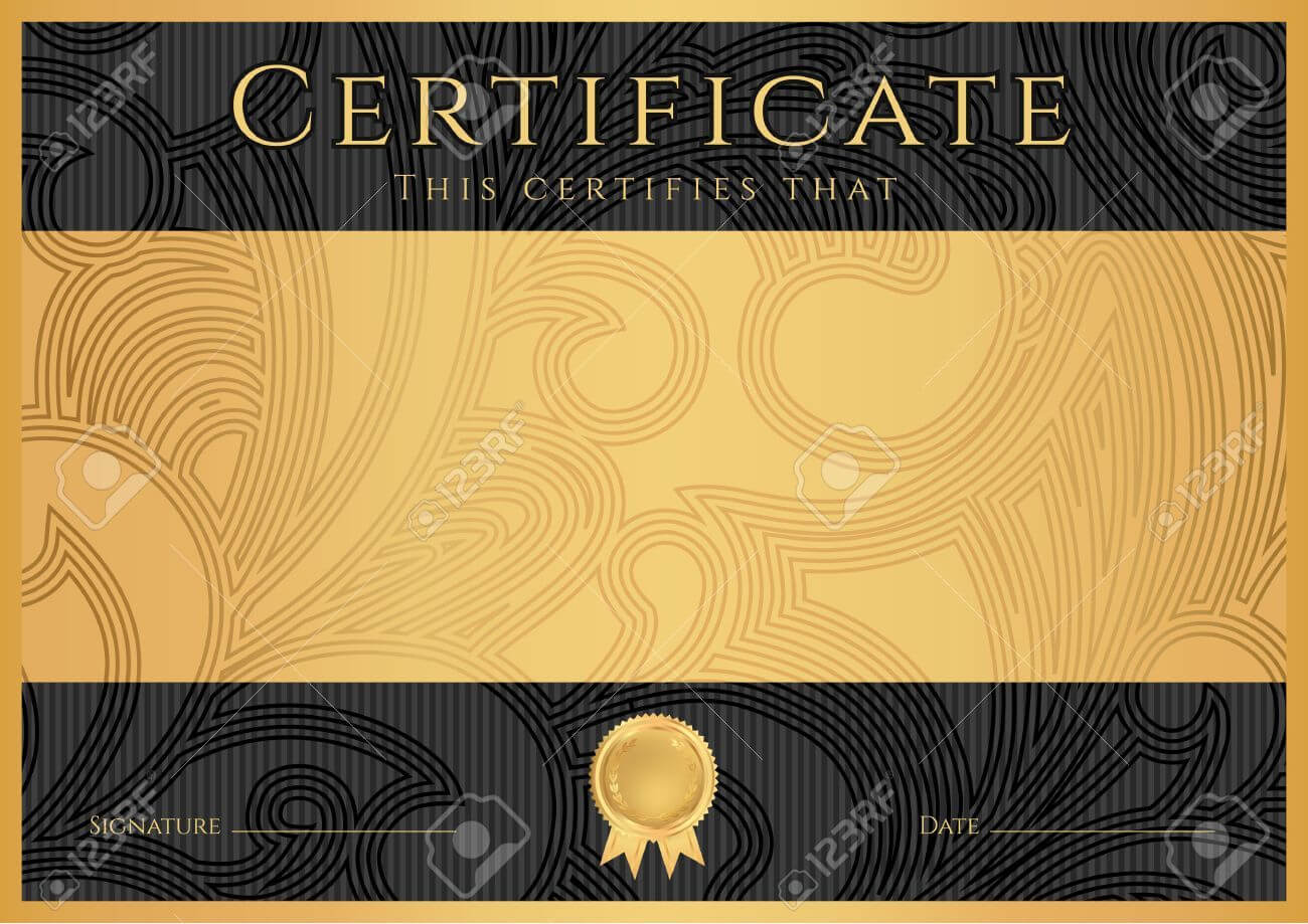 Certificate, Diploma Of Completion Black Design Template Intended For Scroll Certificate Templates