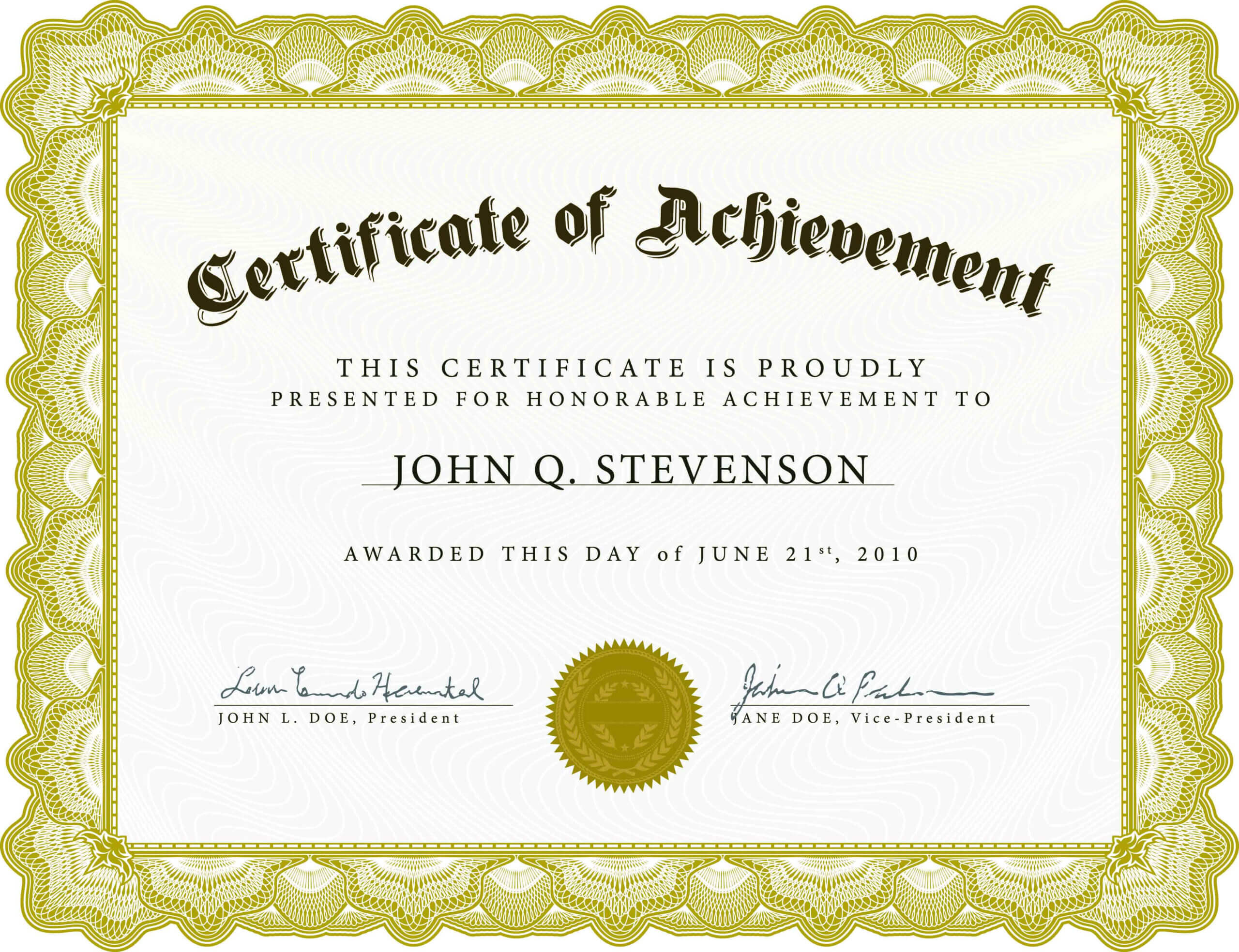 Certificate Of Academic Achievement Template | Photo Stock Within Blank Certificate Templates Free Download
