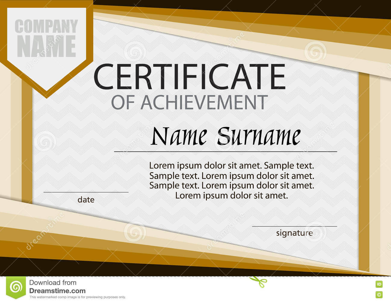 Certificate Of Achievement Template. Horizontal. Stock Pertaining To Certificate Of Attainment Template