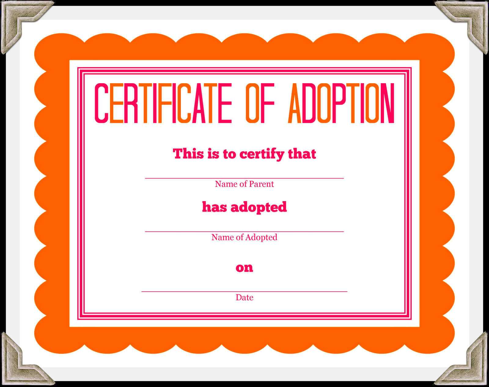 Certificate Of Adoption Template | Certificate Of Inside Blank Adoption Certificate Template