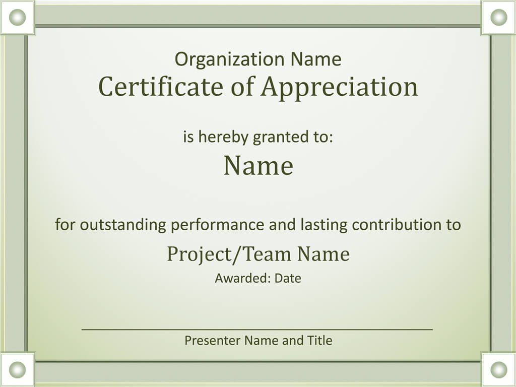 Certificate Of Appreciation – Templates | Certificate Of Pertaining To Employee Anniversary Certificate Template