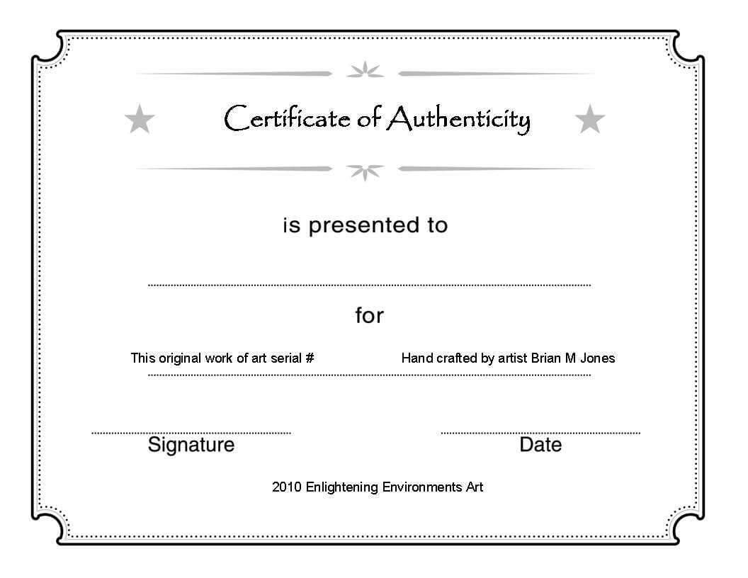 Certificate Of Authenticity Template Good Modern Abstract Regarding Certificate Of Authenticity Template