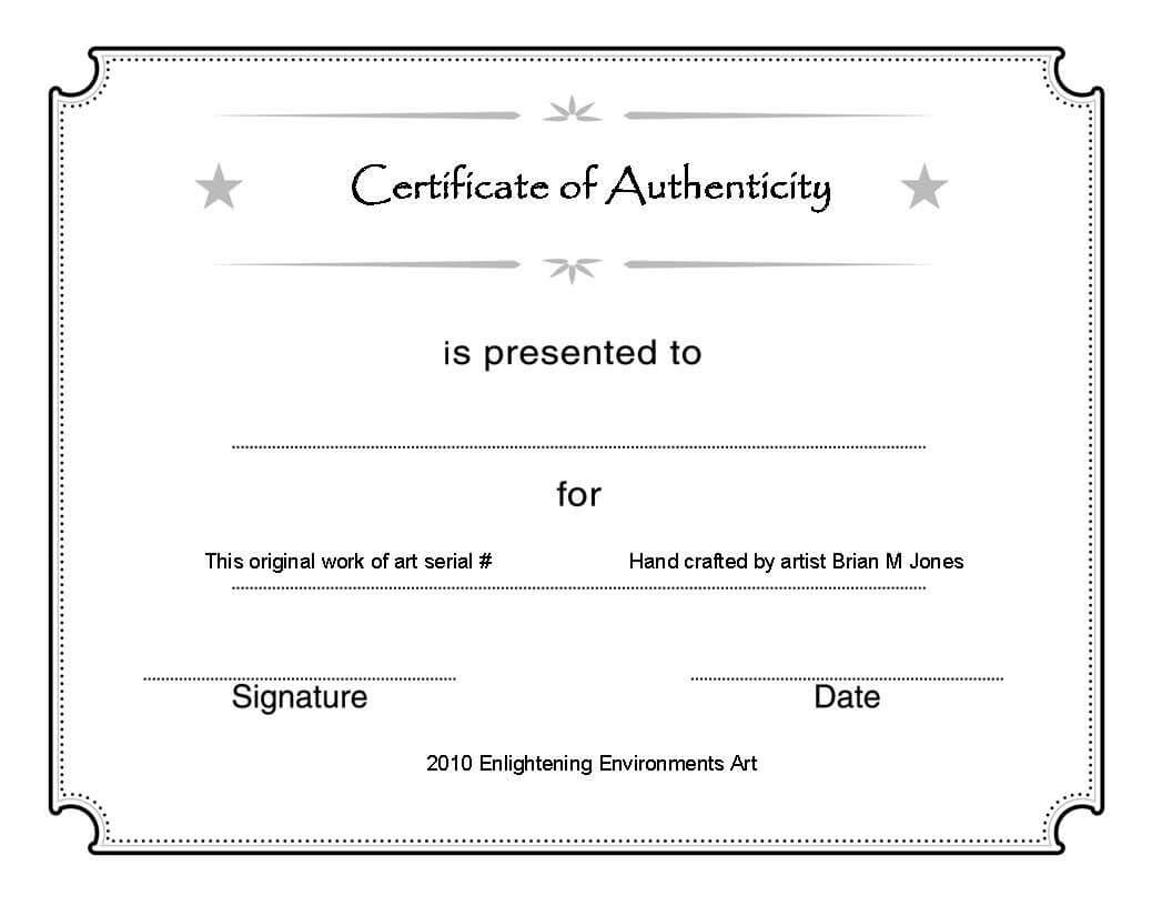 Certificate Of Authenticity Template – Zimer.bwong.co Pertaining To Art Certificate Template Free