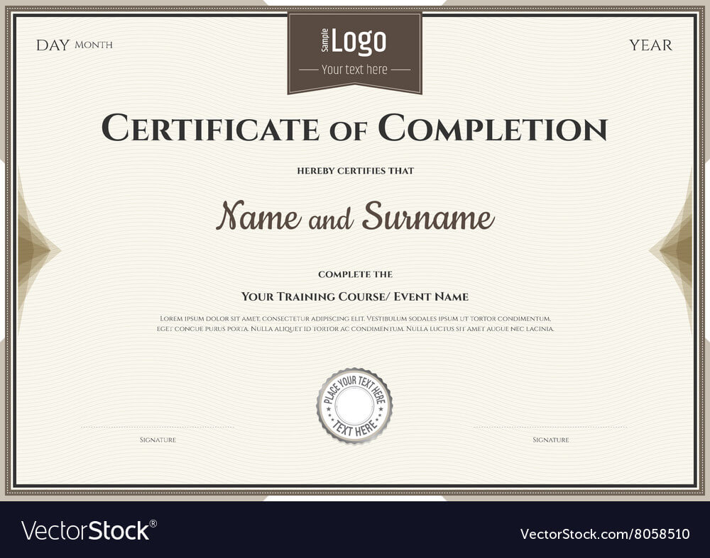 Certificate Of Completion Template In Brown In Certification Of Completion Template