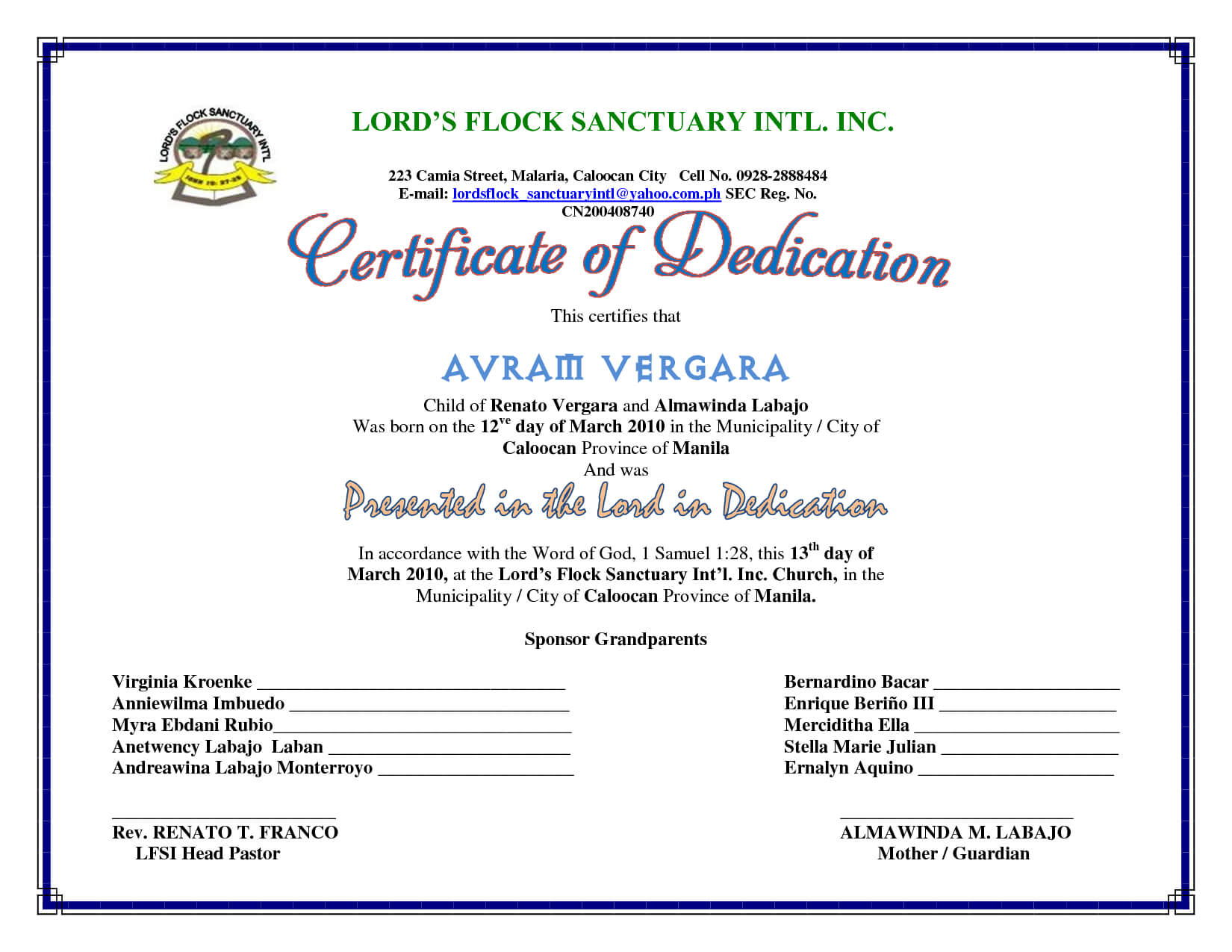 Certificate Of Dedication | Baby Dedication Certificate Within Baby Christening Certificate Template
