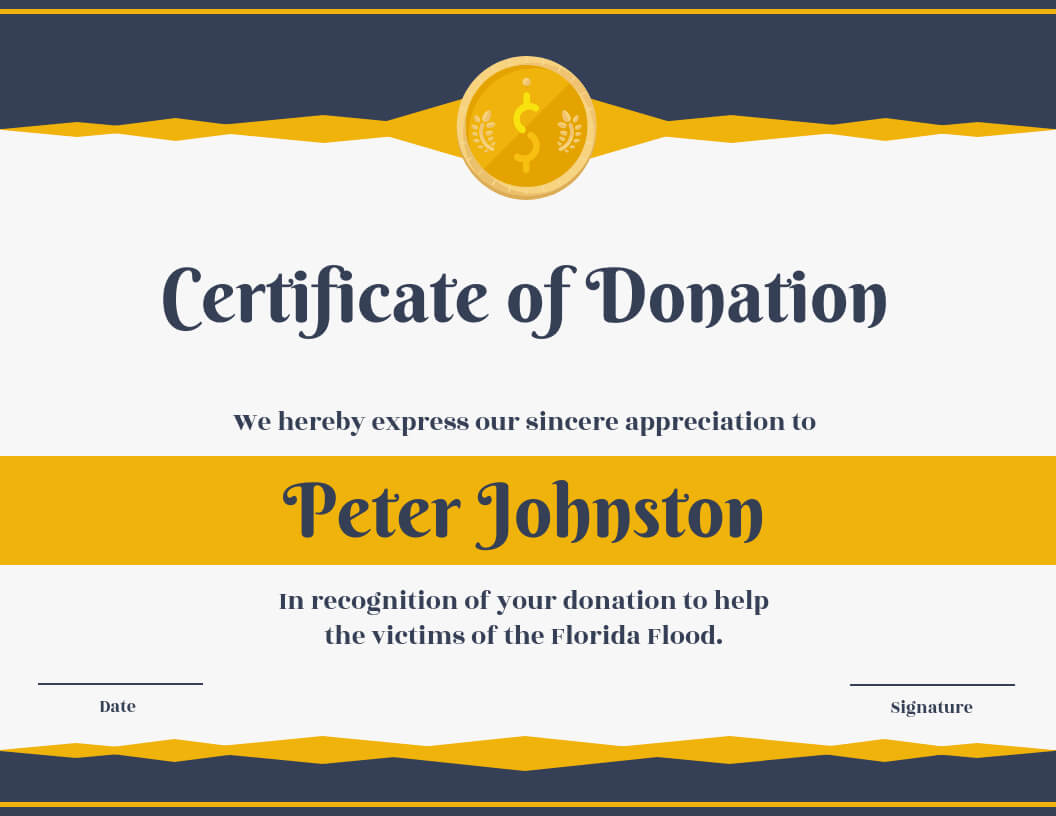 Certificate Of Donation Template Within Donation Certificate Template