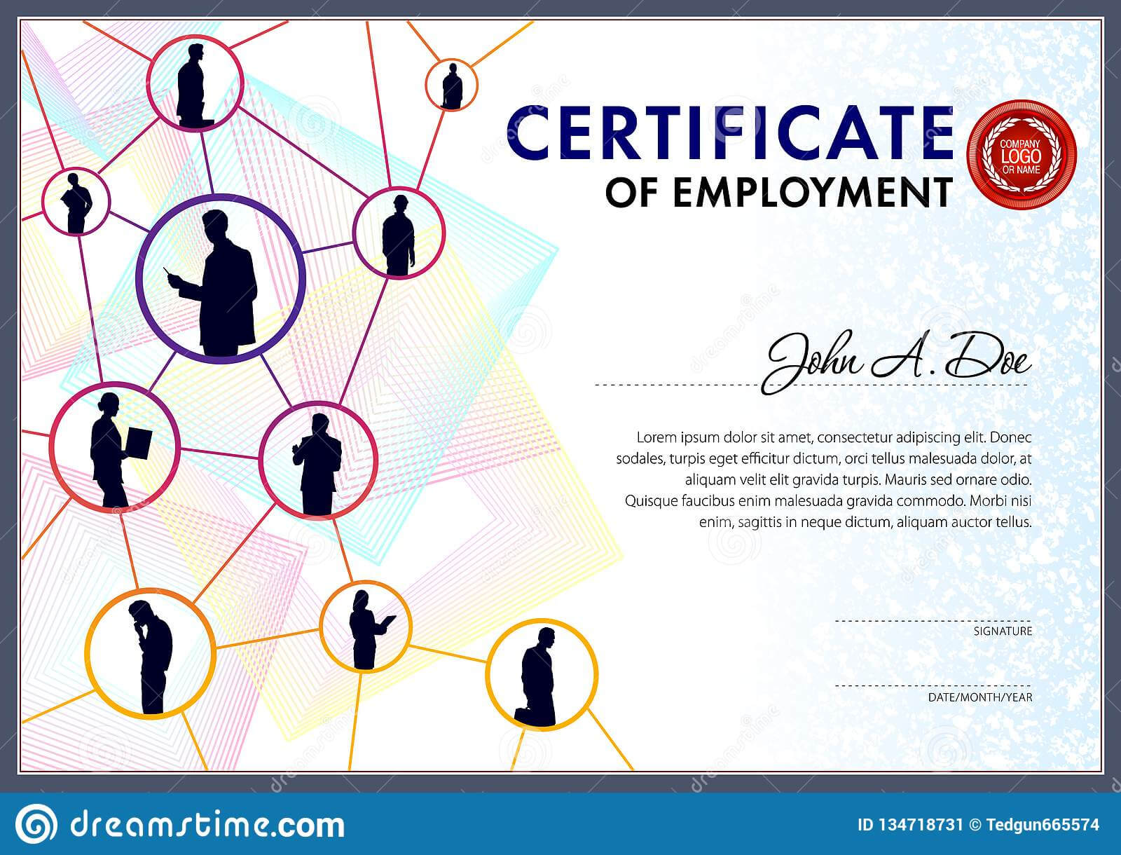 Certificate Of Employment Template. Stock Vector With Regard To Certificate Of Employment Template
