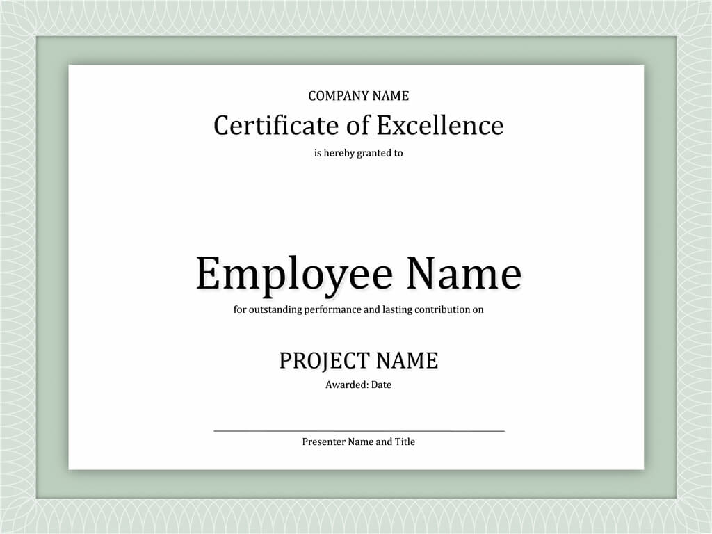 Certificate Of Excellence For Employee | Certificate Throughout Award Of Excellence Certificate Template