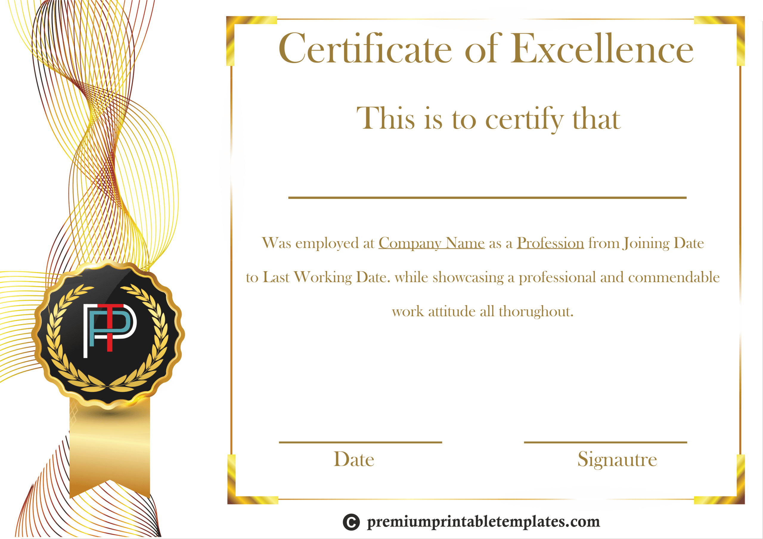 Certificate Of Excellence Template | Certificate Templates For Best Performance Certificate Template