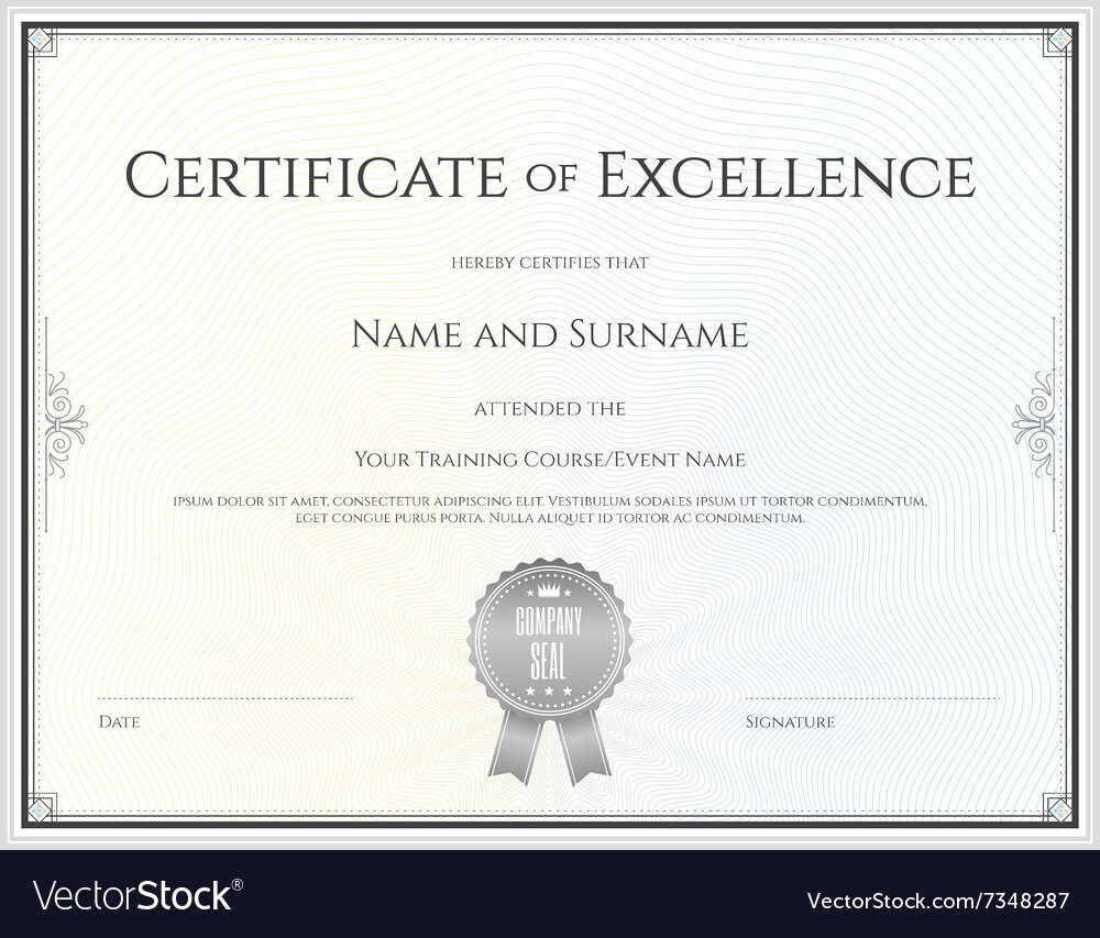 Certificate Of Excellence Template Within Certificate Of Excellence Template Free Download