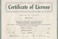 Certificate Of Ordination For Pastor Template intended for Certificate Of License Template