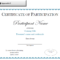Certificate Of Participation Sample Free Download In Certificate Of Participation In Workshop Template