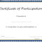Certificate Of Participation Template , Key Components To Pertaining To Certificate Of Participation Template Doc