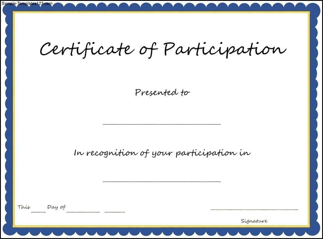 Certificate Of Participation Template , Key Components To Pertaining To Certificate Of Participation Template Doc