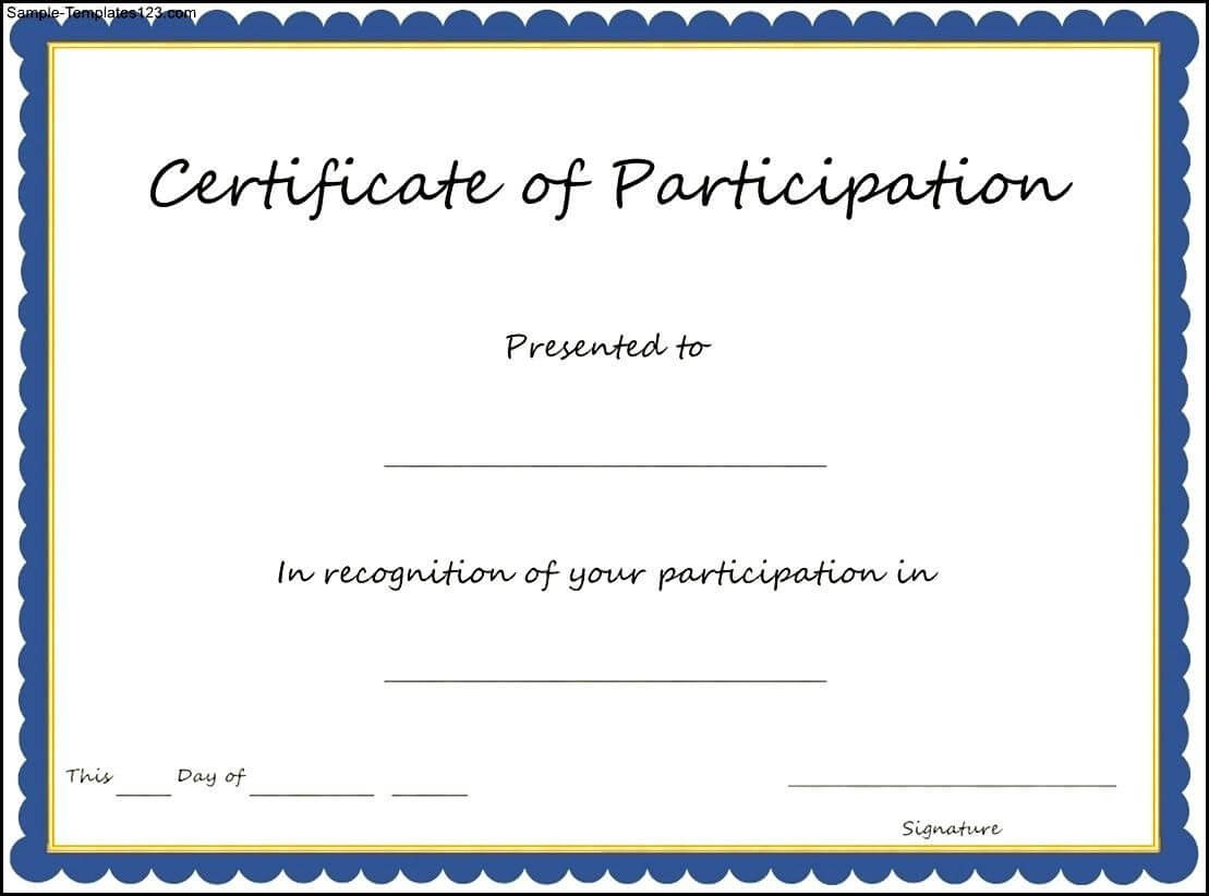 Certificate Of Participation Template , Key Components To Regarding Certificate Of Participation Word Template