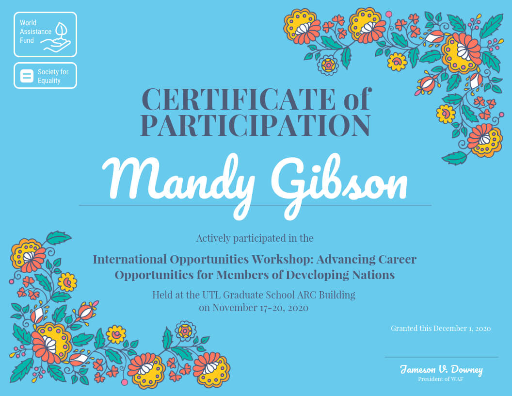 Certificate Of Participation Within Certificate Of Participation In Workshop Template